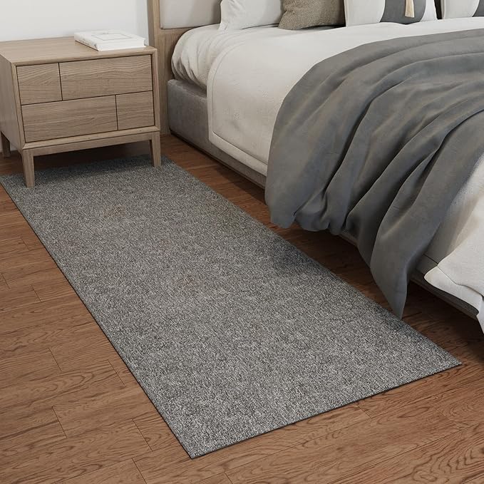 Ottomanson 2'7" x 9' Ultra-Thin Hallway Runner Rug - Durable Non-Slip Carpet for High-Traffic Areas - Fits Under Doors for Seamless Entry - Ideal for Kitchen, Entryway, Bedroom & Living Room, Gray