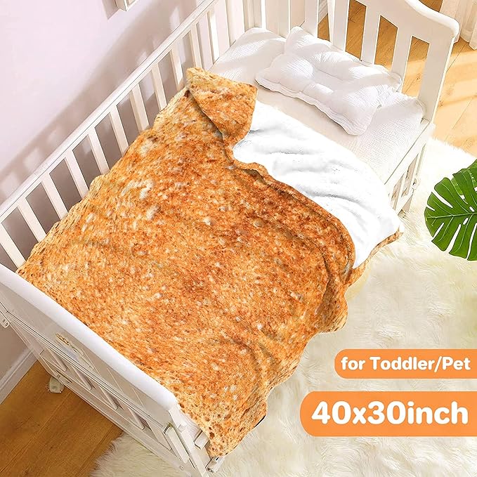 Toast Blanket Bread Food Throws Funny Gift for Kid Girl Boys Lightweight Fleece Throw Novelty Realistic Super Soft Comfy Gifts for Teen Women Men Flannel Bedding Sheet Blankets for Couch Sofa,50"x40"