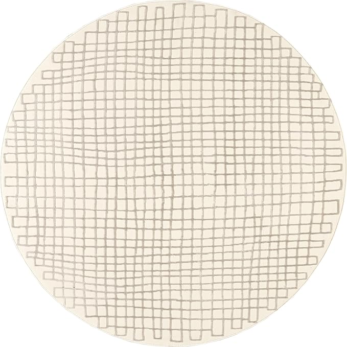 nuLOOM 6' Round Indoor Area Rug, 100% Recycled PET, Machine Washable, Oeko-TEX Certified, Medium Pile, Pet-Friendly, Princess Modern Cream