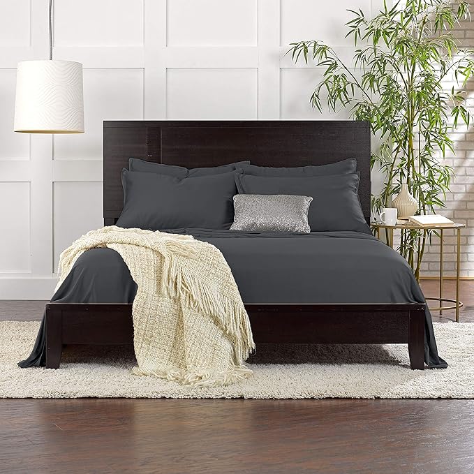 Pure Bamboo California King Sheets, Genuine 100% Organic Viscose Derived from Bamboo Bed Sheet Set, Soft & Cooling, Double Stitching, 2 Year Quality Promise (California King, Charcoal)