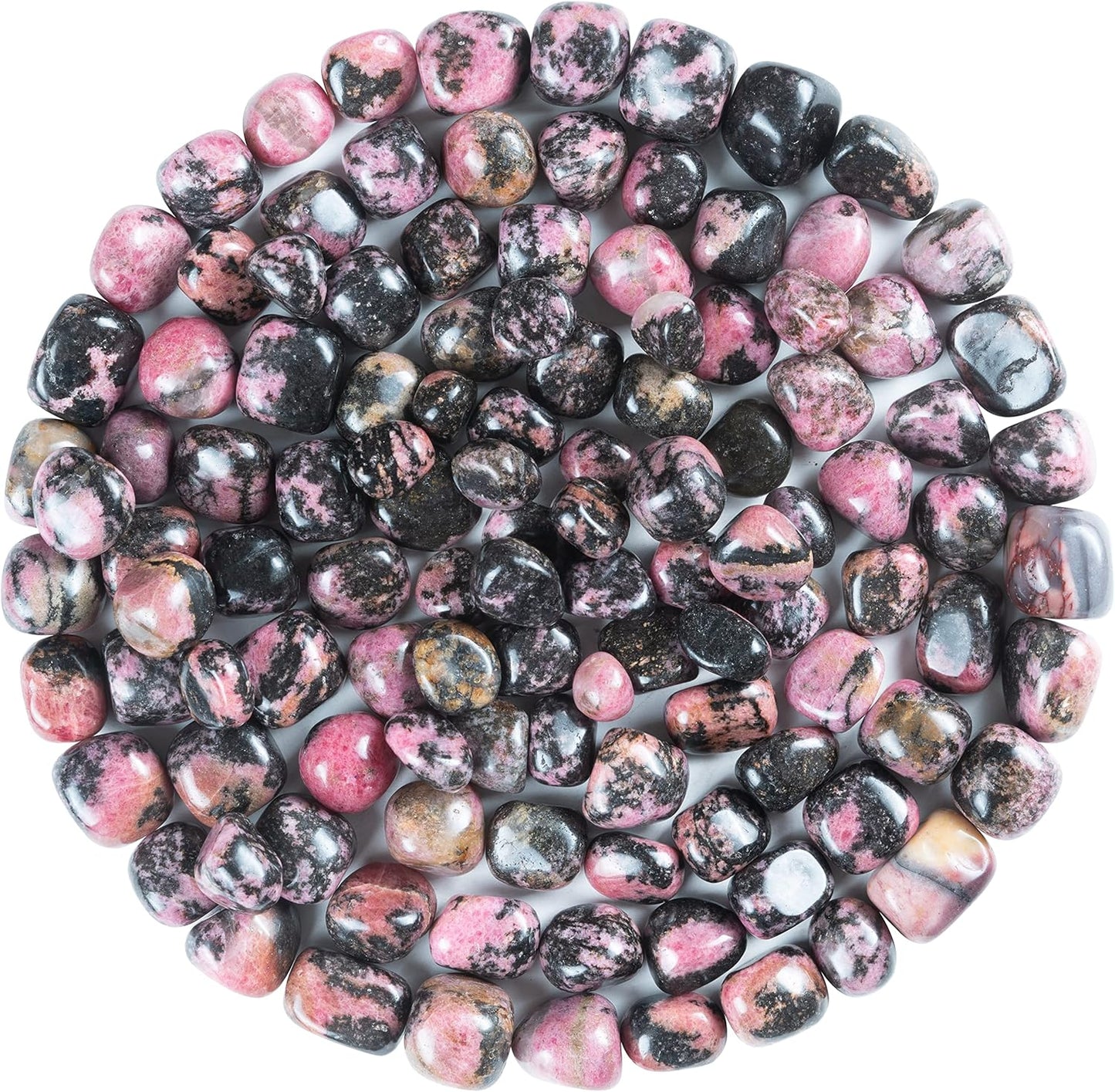 Crocon 1lb Rhodolite Tumble Stones Stones Set | Pocket Crystal Healing Gemstones | Tumble Collection Palm Stone | Good Luck |Charm Gift Craft | Home Decor Size: 20-25 mm