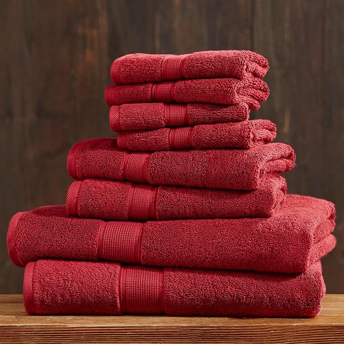 Madison Park 800GSM Bathroom Towel Set of 8 100% Cotton Bath Towel Set for Bathroom Luxurious Highly Absorbent 2 Bath Towels 2 Hand Towels 4 Washcloths Quick Dry Spa Quality Bright Red