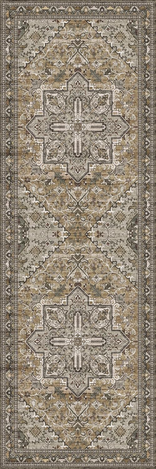 Washable Runner Rug 2x6 | Non Slip Rug Runners for Hallways, Entryways, Kitchens, Bathrooms, Bedrooms | Ultra-Soft Flannel Carpet Runners with Rubber Backing (Moss, 2x6)