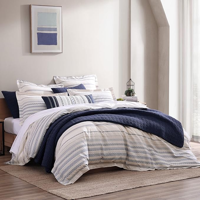 Levtex Home Mills Waffle King/Cal King Quilt Set (106x92in) with 2 Pillow Shams (36x20in) - Navy - 100% Cotton King Size Quilt Bedding Set - Lightweight, Soft, Pre-Washed