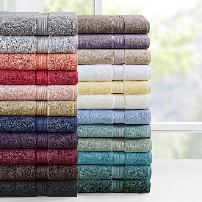 Madison Park 800GSM 100% Cotton Luxurious Bath Towel Set Highly Absorbent, Quick Dry, Hotel & Spa Quality for Bathroom, Multi-Sizes, Red 8 Piece