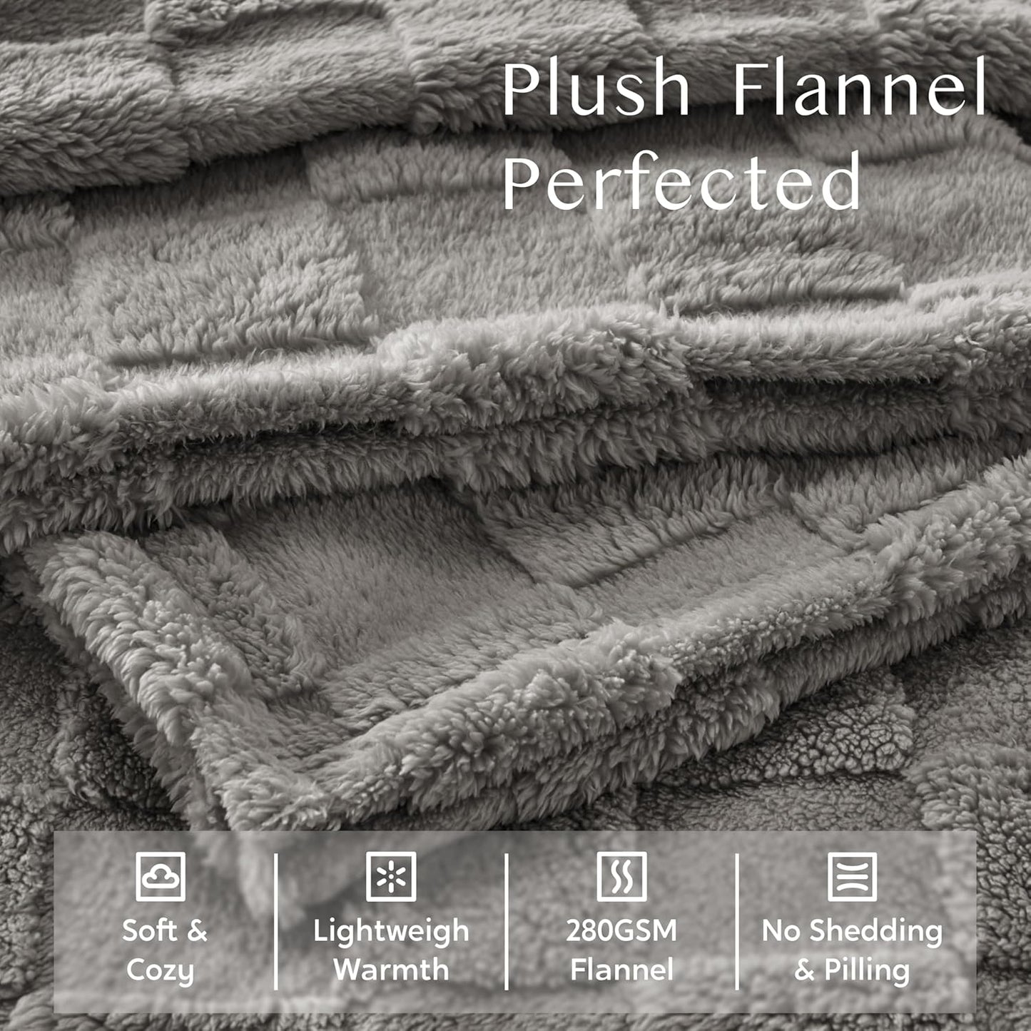 Joiedomi Throw Blanket for Couch, Soft Grey Fleece Checkered Blankets Gifts for Women Mom Girls, 280GSM Cozy Cute Soft Throw Home Room Decor Aesthetic Gifts 50x60 Inches