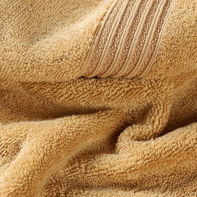 Superior Luxury Cotton Bath Towel - 6 Piece Set, Premium Egyptian Cotton Towels, Gold