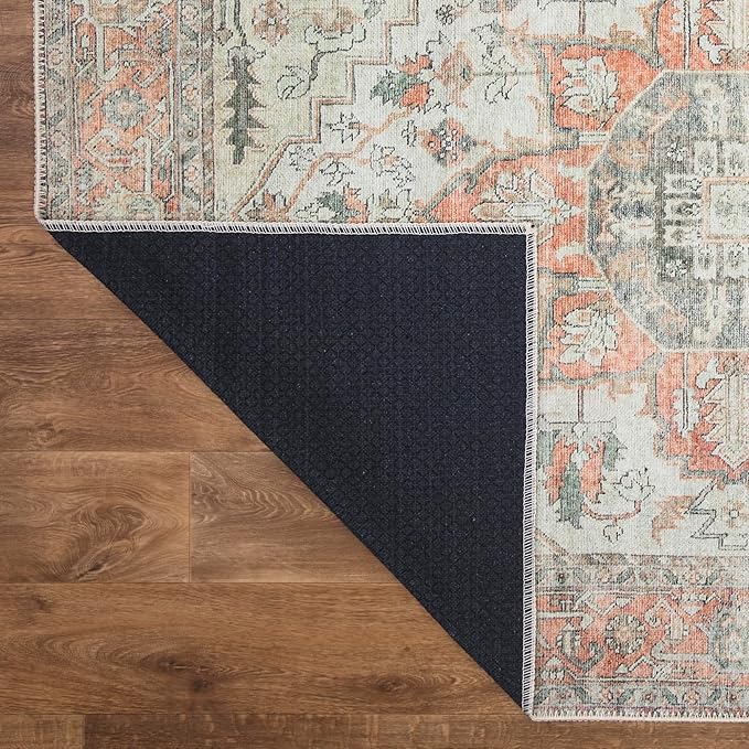 Keen Home Design 5x7 Rug - Machine Washable Area Rug with Non-Slip Backing, Ideal for Living Room, Dining Room, Bedroom - Vintage, Easy Clean, Durable, Low Pile - (5' x 7')