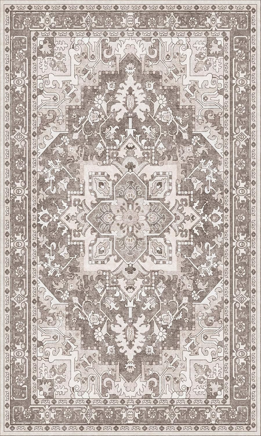 Washable Entryway Rug 3x5 | Non Slip Rug Runners for Hallways, Entryways, Kitchens, Bathrooms, Bedrooms | Ultra-Soft Flannel Carpet Kitchen Rug with Rubber Backing (Brown, 3x5)