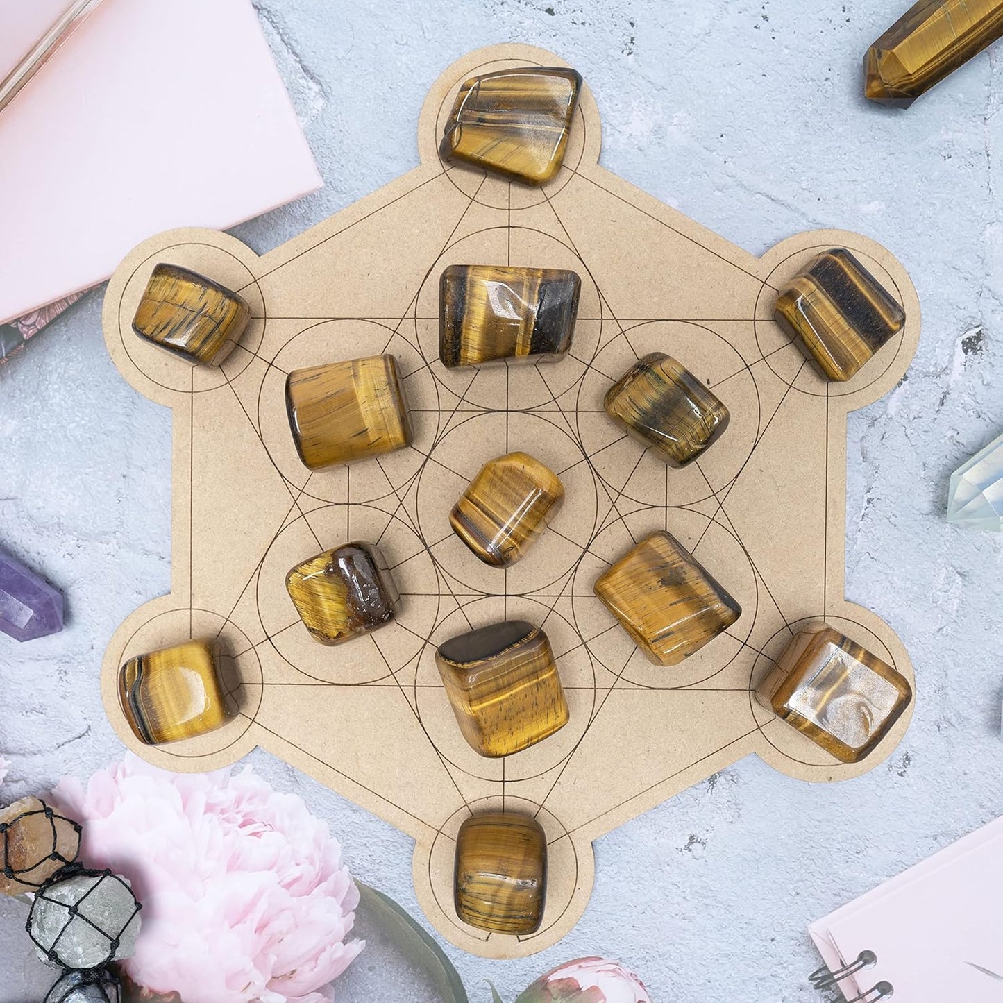 Crocon Stones Set | Pocket Crystal Healing gemstones | Tumble Collection palm stone | Good Luck |Charm Gift Craft | Home Decor 1 LB (Tiger eye Tumble, 1 LB)