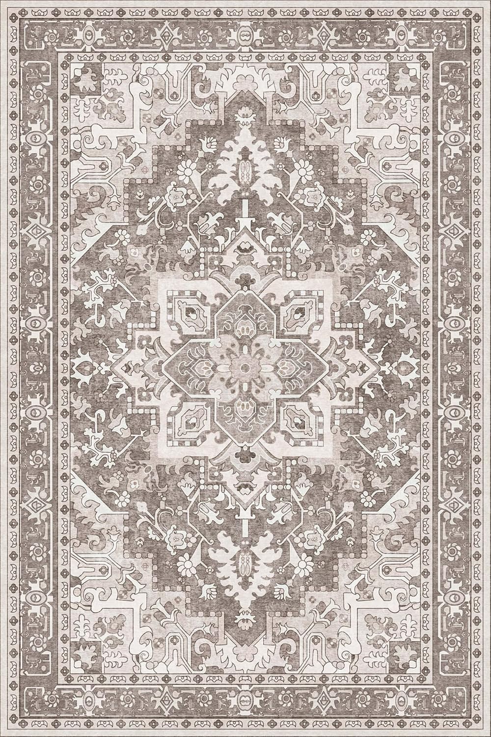 Washable Area Rug 6x9 | Non Slip Area Rug for Living Room, Bedrooms, Dining Room | Ultra-Soft Flannel Carpet Area with Rubber Backing (Brown, 6x9)