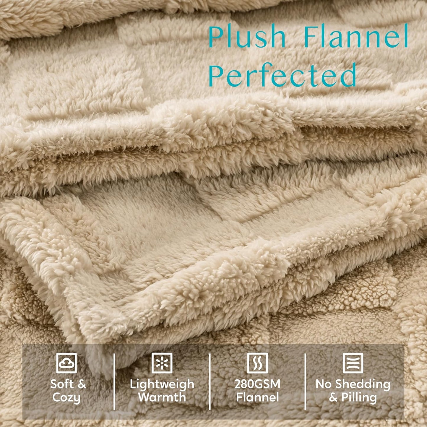 Joiedomi Throw Blanket for Couch, Soft Brown Fleece Checkered Blankets Gifts for Women Mom Girls, 280GSM Cozy Cute Soft Throw Home Room Decor Aesthetic Gifts 50x60 Inches