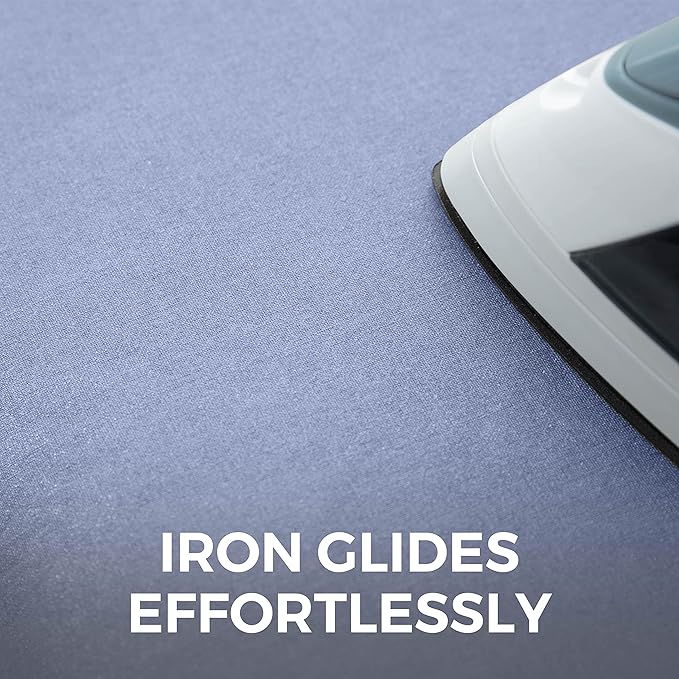 HOME GENIE Ironing Board Cover, Silicone Coating, Full Size Scorch Resistant Padding, Elastic Edge Heavy Duty Iron Pad Covers Standard Boards, Hook and Loop Fastener Strap Extra Thick, Blue 15 x 54