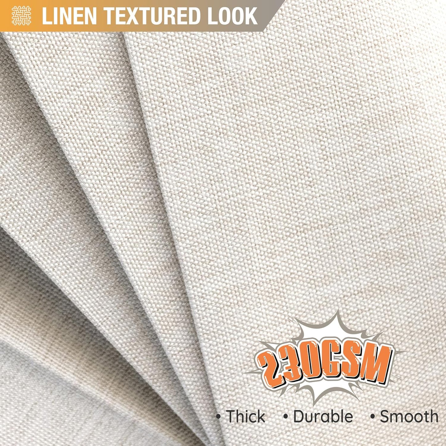 Jubilantex Folding Linen Shower Curtain for Bathroom Beige Waterproof Shower Curtain 1 Panel with 14 Metal Grommets and 1 Tie Back for Hotel,70"x70"