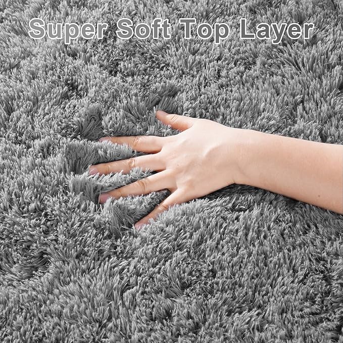 5x7 Light Grey Fluffy Area Rugs for Bedroom, Soft Indoor Plush Rug for Living Room, Large Furry Fuzzy Shag Floor Carpet for Kids Nursery Boys Room Dorm Classroom Home Office Decor Mat