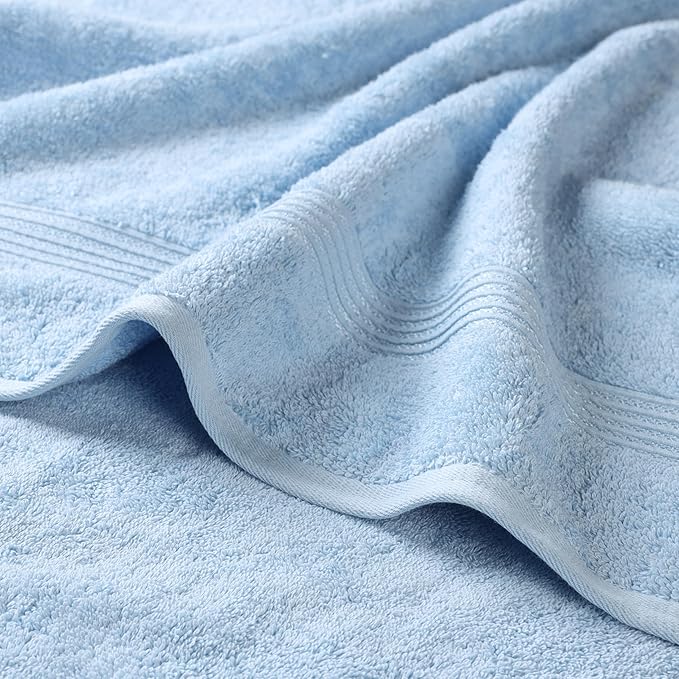 Superior Egyptian Cotton 3-Piece Towel Set, Basic Towels For Bathroom, Home Decor, Guest Bath, Shower, Apartment, Included 1 Face, 1 Hand, 1 Bath Towel, Washcloth, Quick Dry, Light Blue