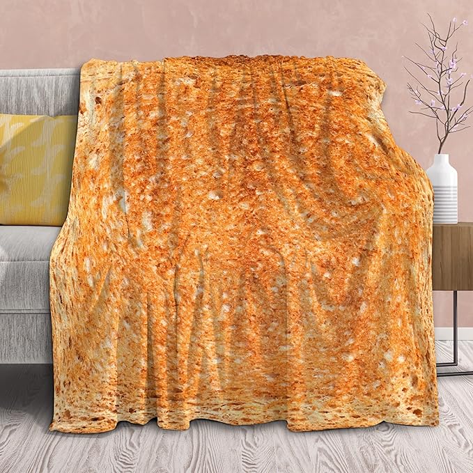 Toast Blanket Bread Food Throws Funny Gift for Kid Girl Boys Lightweight Fleece Throw Novelty Realistic Super Soft Comfy Gifts for Teen Women Men Flannel Bedding Sheet Blankets for Couch Sofa,50"x40"