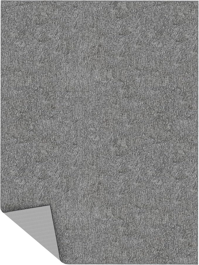 Ottomanson 2'7" x 5' Ultra-Thin Area Rug Durable Non-Slip Carpet for High-Traffic Areas - Fits Under Doors for Easy Use - Ideal for Living Room, Bedroom, Kitchen, Bathroom & Entryway, Gray
