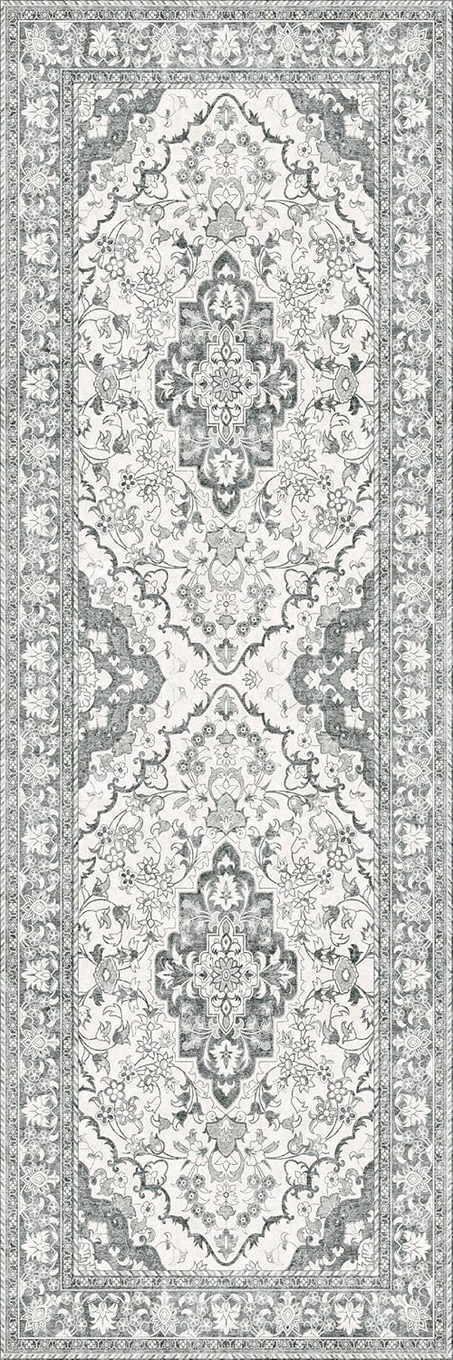 Washable Runner Rug 2x6 | Non Slip Rug Runners for Hallways, Entryways, Kitchens, Bathrooms, Bedrooms | Ultra-Soft Flannel Carpet Runners with Rubber Backing (Beige, 2x6)