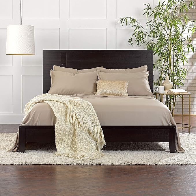 Split King Sheets by Pure Bamboo, Genuine 100% Organic Viscose Derived from Bamboo Bed Sheet Set, Soft & Cooling, Double Stitching *Not for Split Top (Split King, Sand)