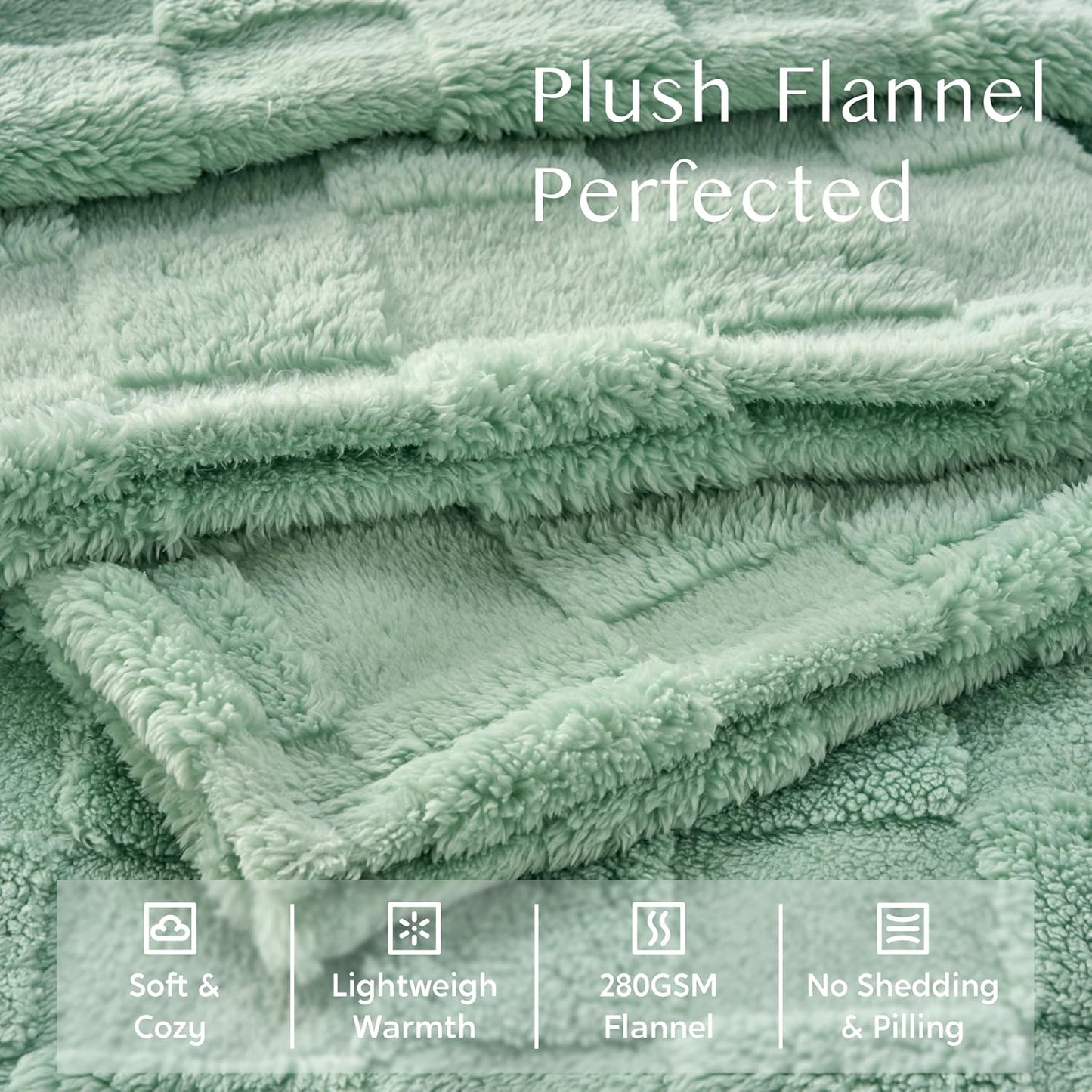 Joiedomi Throw Blanket for Couch, Soft Sage Green Fleece Checkered Blankets Gifts for Women Mom Girls, 280GSM Cozy Cute Soft Throw Home Room Decor Aesthetic Gifts 50x60 Inches