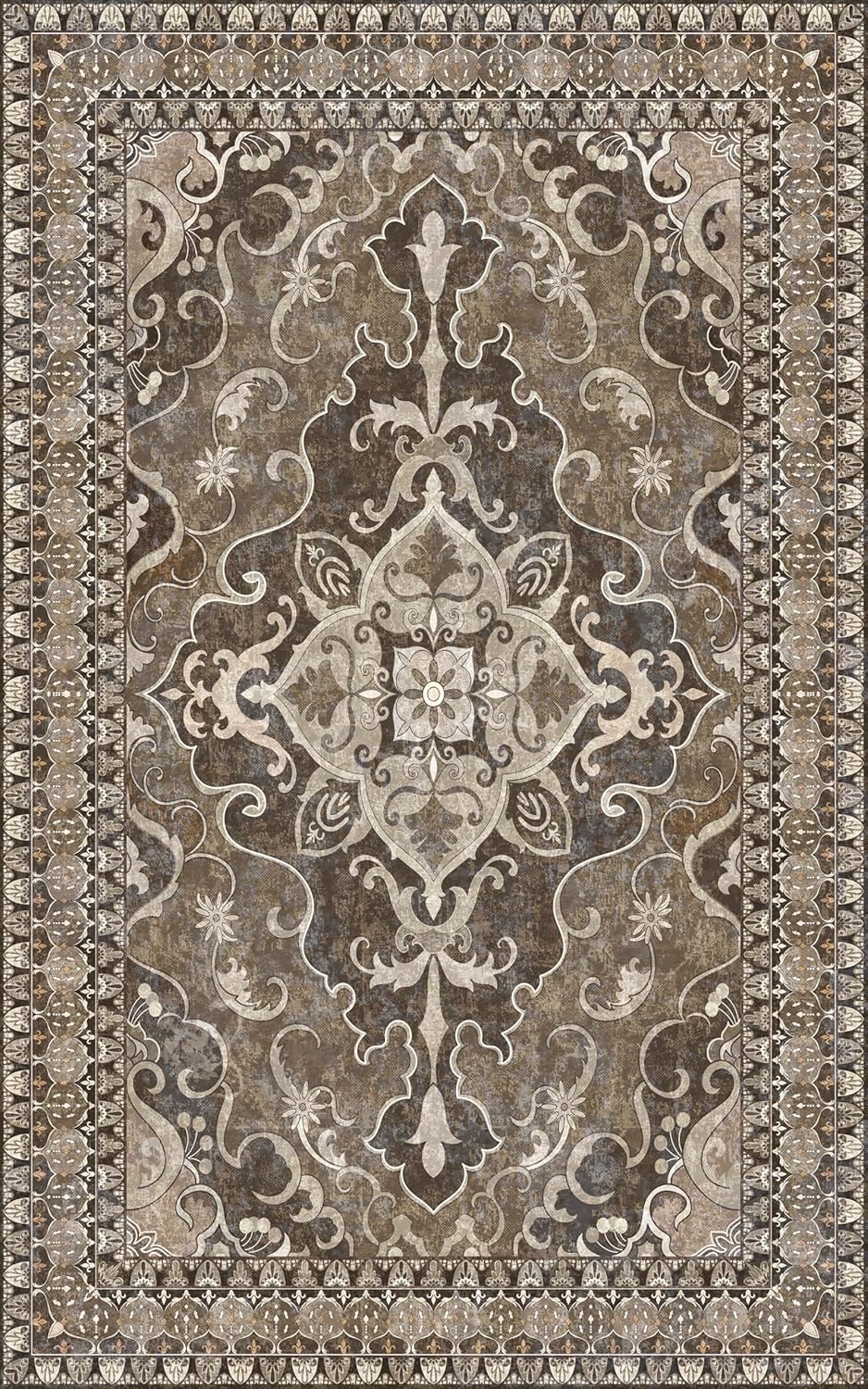 Washable Area Rug 5x8 | Non Slip Area Rug for Living Room, Bedrooms, Dining Room | Ultra-Soft Flannel Carpet Area with Rubber Backing (Dark Sage, 5x8)