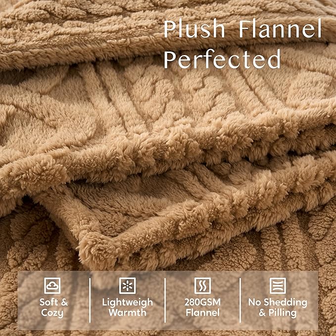 Joiedomi Throw Blanket for Couch, Soft Brown Fleece Blankets Gifts for Women Mom Girls, 280GSM Cozy Cute Soft Throw Home Room Decor Aesthetic Gifts 50x60 Inches