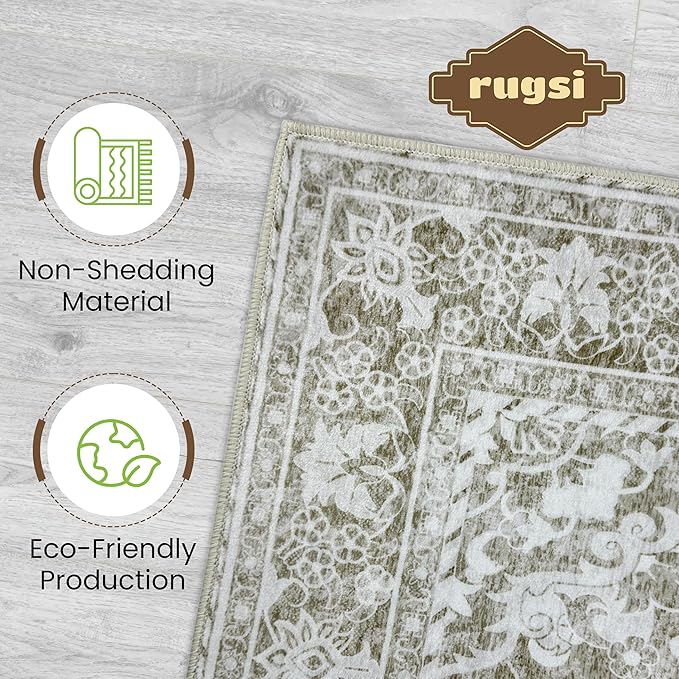 Washable Runner Rug 2.5x8 | Non Slip Rug Runners for Hallways, Entryways, Kitchens, Bathrooms, Bedrooms | Ultra-Soft Flannel Carpet Runners with Rubber Backing (Sand, 2.5x8)