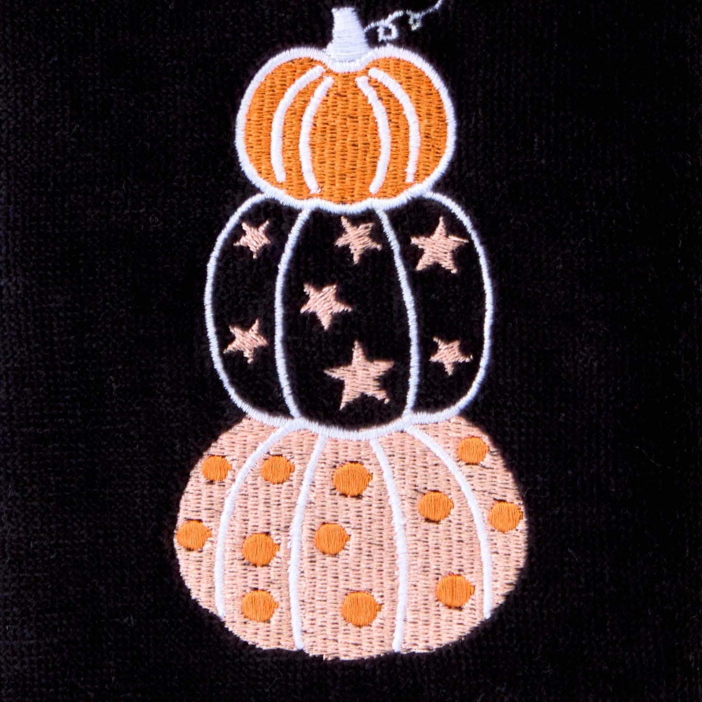 SKL Home Halloween Stacked Pumpkins 100% Cotton Embroidered 2pc Hand Towel Set, Decorative for Bath/Kitchen/Bar & Gift, Black