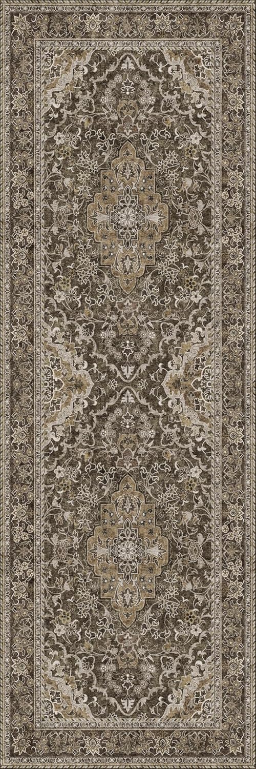 Washable Runner Rug 2x6 | Non Slip Rug Runners for Hallways, Entryways, Kitchens, Bathrooms, Bedrooms | Ultra-Soft Flannel Carpet Runners with Rubber Backing (Dark Sage, 2x6)