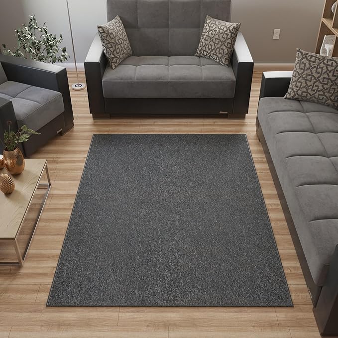 Ottomanson 2'7" x 5' Ultra-Thin Area Rug Durable Non-Slip Carpet for High-Traffic Areas - Fits Under Doors for Easy Use - Ideal for Living Room, Bedroom, Kitchen, Bathroom & Entryway, Brown