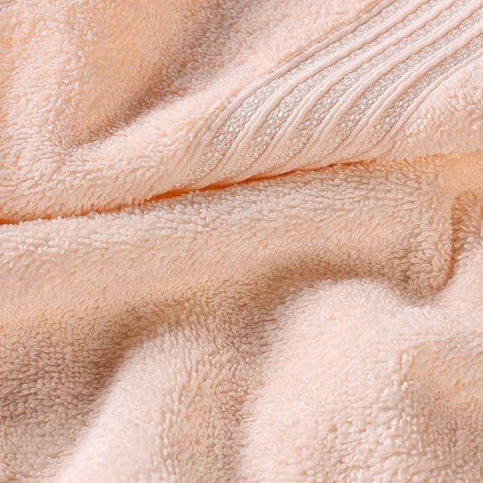 Superior Egyptian Cotton 12-Piece Towel Set, Assorted Towels for Home Bathroom, Guest Bath Decor Essentials, Includes 4 Bath, 4 Hand, 4 Face Towels/Washcloths, Quick Dry, Absorbent - Peach