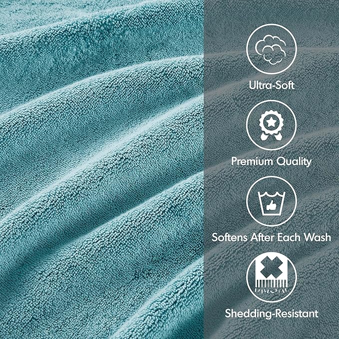 Madison Park 800GSM Bathroom Towel Set of 8 100% Cotton Bath Towel Set for Bathroom Luxurious Highly Absorbent 2 Bath Towels 2 Hand Towels 4 Washcloths Quick Dry Spa Quality Aqua