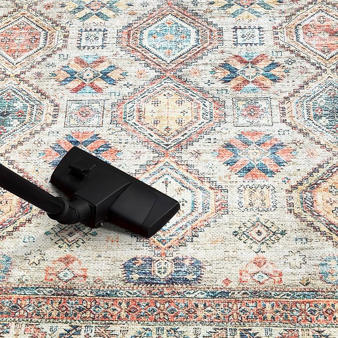 Keen Home Design 9x12 Rug - Machine Washable Area Rug with Non-Slip Backing, Ideal for Living Room, Dining Room, Bedroom - Vintage, Easy Clean, Durable, Low Pile Rug - (9' x 12')