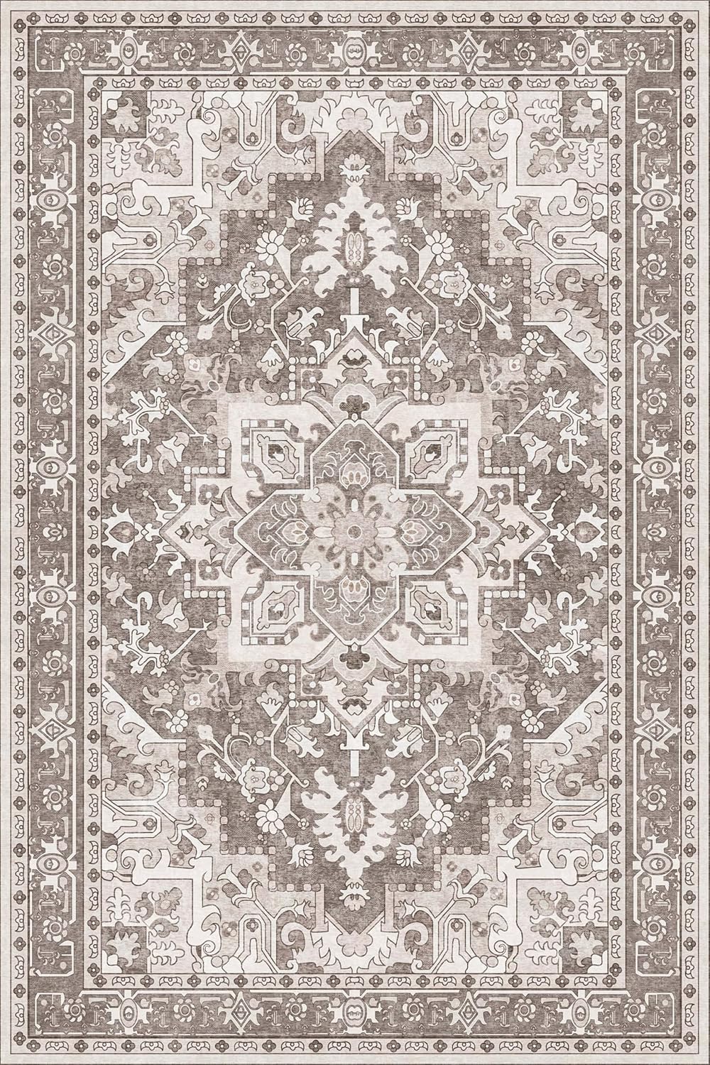 Washable Entryway Rug 2x3 | Non Slip Rug Runners for Hallways, Entryways, Kitchens, Bathrooms, Bedrooms | Ultra-Soft Flannel Carpet Kitchen Rug with Rubber Backing (Brown, 2x3)