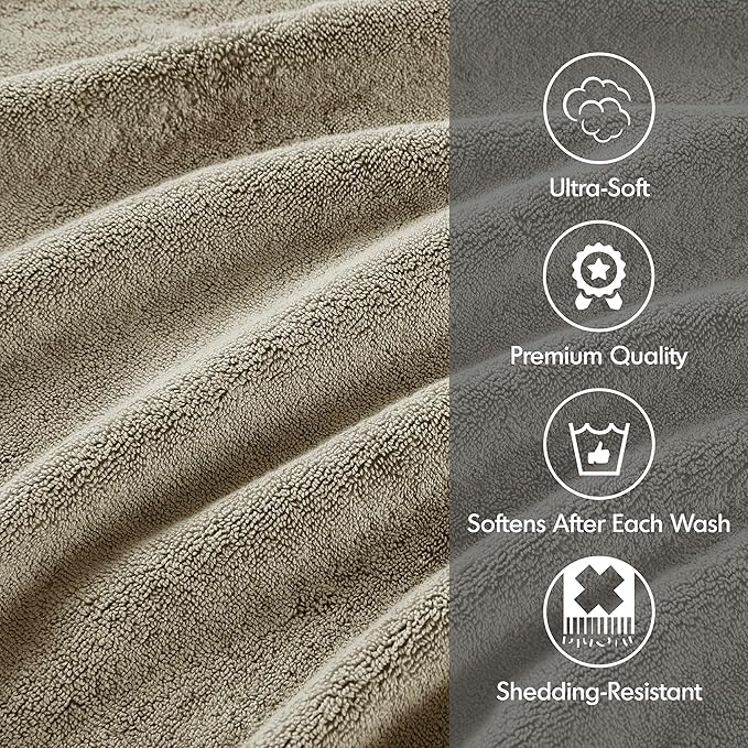 Madison Park 800GSM Bathroom Towel Set of 8 100% Cotton Bath Towel Set for Bathroom Luxurious Highly Absorbent 2 Bath Towels 2 Hand Towels 4 Washcloths Quick Dry Spa Quality Beige