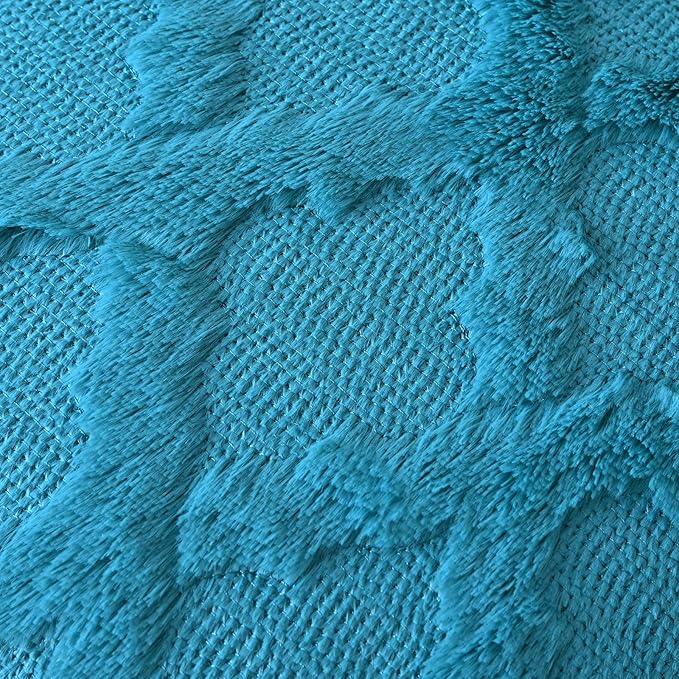Set of 2 Soft Moroccan Throw Pillow Covers 22x22 Inch Plush Boho Decorative Pillow Cover Accent Cushion Case for Couch Sofa Bed, Teal