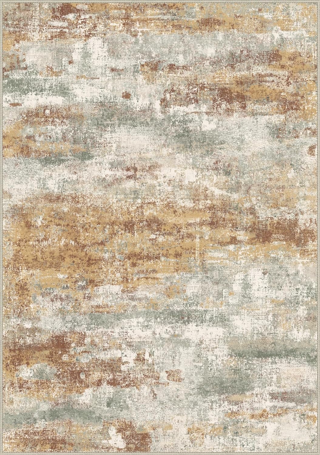 Area Rugs 10x12 for Living Room Bedroom, Modern Abstract Machine Washable Rug, Large Soft Low Pile Floor Cover with Non Slip Backing for Dining Room, Orange Green