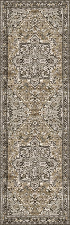 Washable Runner Rug 2.5x8 | Non Slip Rug Runners for Hallways, Entryways, Kitchens, Bathrooms, Bedrooms | Ultra-Soft Flannel Carpet Runners with Rubber Backing (Moss, 2.5x8)