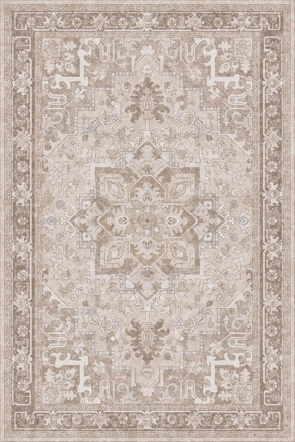 Washable Area Rug 6x9 | Non Slip Area Rug for Living Room, Bedrooms, Dining Room | Ultra-Soft Flannel Carpet Area with Rubber Backing (Sand, 6x9)