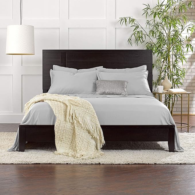 Split King Sheets by Pure Bamboo, Genuine 100% Organic Viscose Derived from Bamboo Bed Sheet Set, Soft & Cooling, Double Stitching *Not for Split Top (Split King, Silver Pearl)