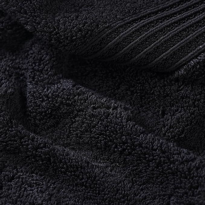 Superior Egyptian Cotton 10-Piece Face Towel Set , Small Towels For Facial, Spa, Quick Dry, Absorbent Towels, Bathroom Accessories, Guest Bath, Home Essentials, Washcloth, Airbnb, Black