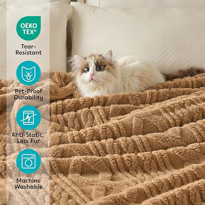Joiedomi Queen Size Blanket for Bed, Soft Brown Fleece Blankets Gifts for Women Mom Girls, 280GSM Cozy Cute Soft Throw Home Room Decor Aesthetic Gifts 90x90 Inches