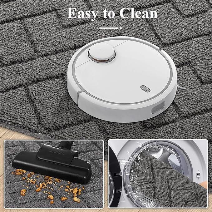 hicorfe Kitchen Rugs and Mats Sets,Super Absorbent Polypropylene Non-Slip Rug,Soft Comfort Floor Mat,Washable for Kitchen,Hallway,Office,Sink,Laundry(24" x 35",Grey)