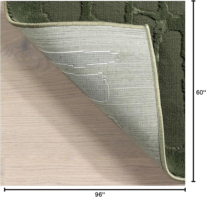 nuLOOM 5' x 8' Indoor Area Rug, 100% Recycled PET, Machine Washable, Oeko-TEX Certified, Medium Pile, Pet-Friendly, Belen Modern Abstract Forest Green