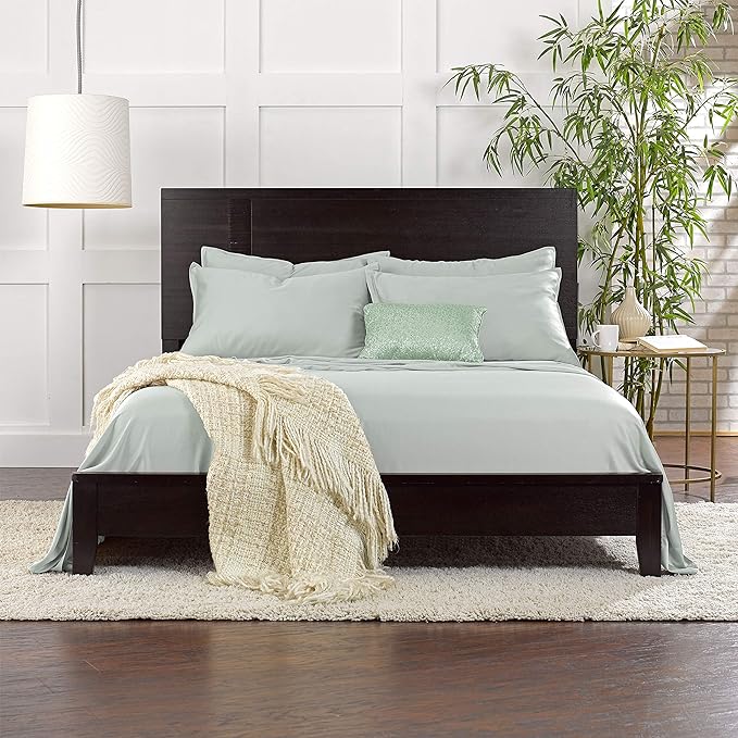 Split King Sheets by Pure Bamboo, Genuine 100% Organic Viscose Derived from Bamboo Bed Sheet Set, Soft & Cooling, Double Stitching *Not for Split Top (Split King, Sea Glass)