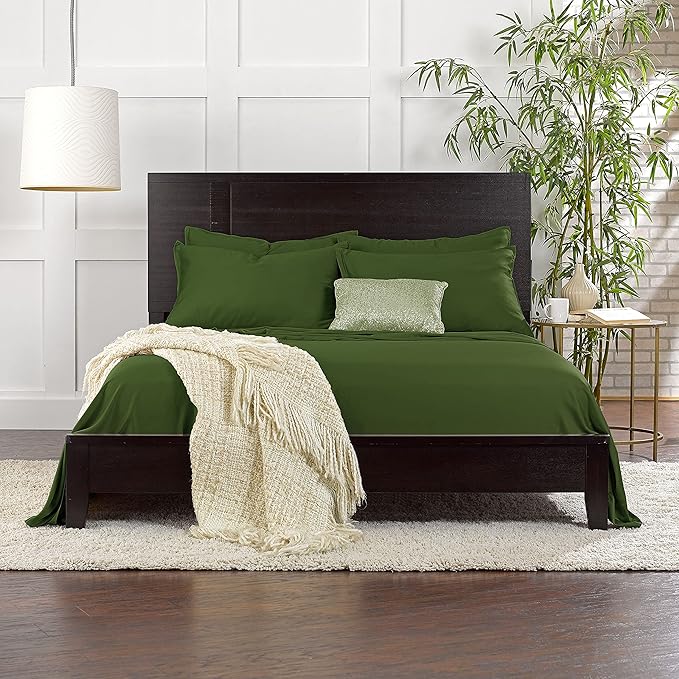 Split King Sheets by Pure Bamboo, Genuine 100% Organic Viscose Derived from Bamboo Bed Sheet Set, Soft & Cooling, Double Stitching *Not for Split Top (Split King, Pesto)