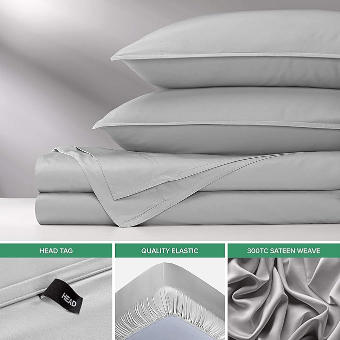 Split King Sheets by Pure Bamboo, Genuine 100% Organic Viscose Derived from Bamboo Bed Sheet Set, Soft & Cooling, Double Stitching *Not for Split Top (Split King, Silver Pearl)