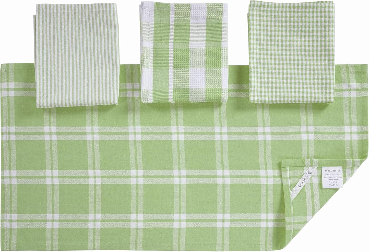 LANE LINEN 100% Cotton Kitchen Dish Cloths, Ultra Soft Absorbent Quick Drying Dish Towels, Multiweave Wash Cloths Dish Towel Sets, 13x28 Inches, 4 Pack - Sage Green