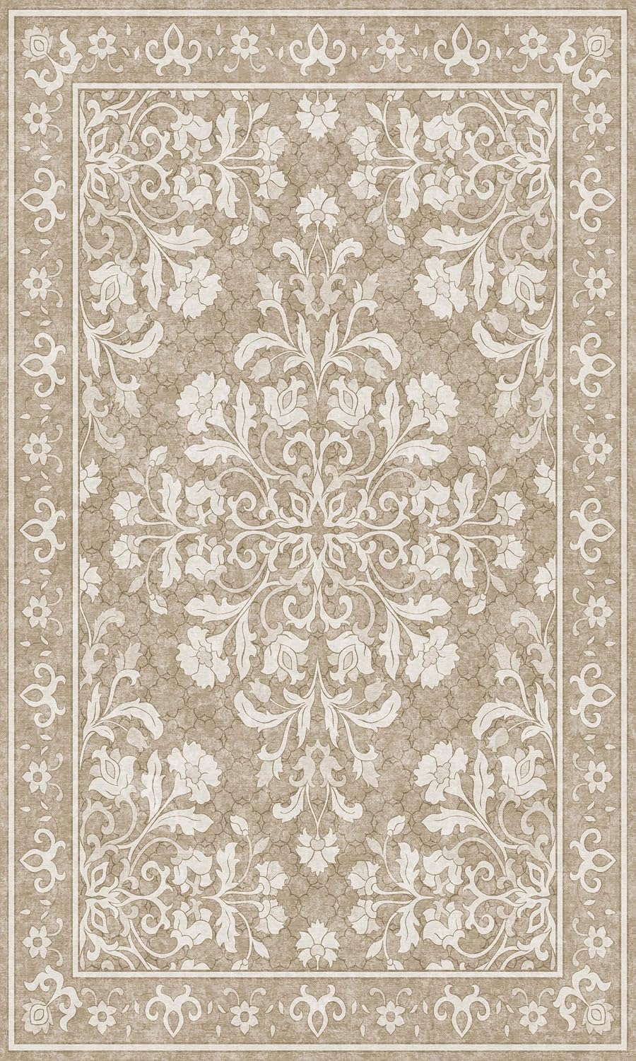 Washable Entryway Rug 3x5 | Non Slip Rug Runners for Hallways, Entryways, Kitchens, Bathrooms, Bedrooms | Ultra-Soft Flannel Carpet Kitchen Rug with Rubber Backing (Sand, 3x5)